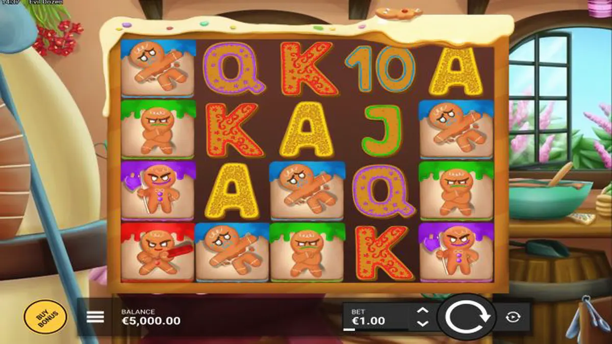 Interface do jogo de slot Evil Dozen com tema de casa de gengibre